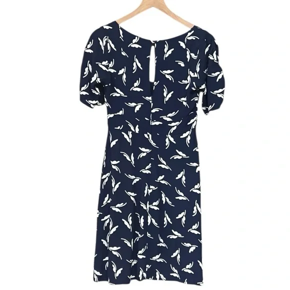 Anthropologie Maeve Fern Ruched Short Sleeve Dress Navy Blue Size 0 - Picture 5 of 11